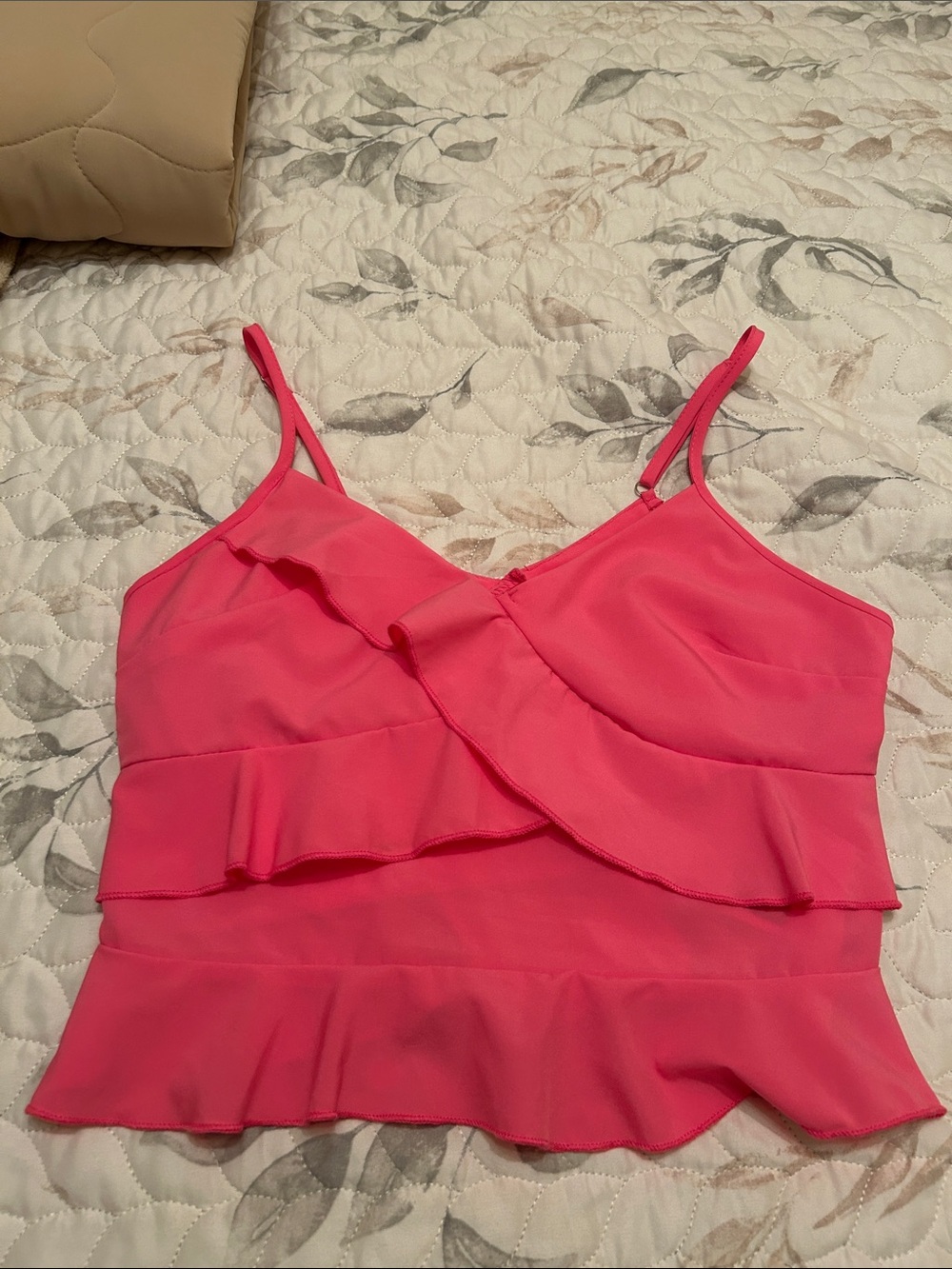 Pink Ruffled Crop Top